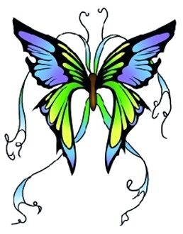 Meisjes glitter vlinder tattoo groen/blauw