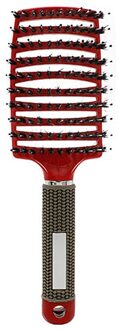 Meisjes Haar Hoofdhuid Massage Kam Borstel Varkenshaar Nylon Vrouwen Krullend Massage Kam Haar Borstel Voor Salon Kappers Styling Tools rood met bristle