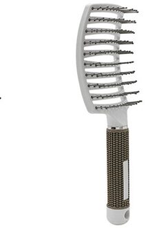 Meisjes Haar Hoofdhuid Massage Kam Borstel Varkenshaar Nylon Vrouwen Krullend Massage Kam Haar Borstel Voor Salon Kappers Styling Tools wit