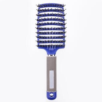 Meisjes Haar Hoofdhuid Massage Kam Haarborstel Varkenshaar Nylon Vrouwen Nat Krullend Ontwarren Haar Borstel Voor Salon Kappers Styling Tools Blauw