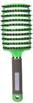 Meisjes Haar Hoofdhuid Massage Kam Haarborstel Varkenshaar Nylon Vrouwen Nat Krullend Ontwarren Haar Borstel Voor Salon Kappers Styling Tools groen