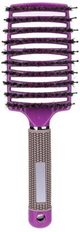Meisjes Haar Hoofdhuid Massage Kam Haarborstel Varkenshaar Nylon Vrouwen Nat Krullend Ontwarren Haar Borstel Voor Salon Kappers Styling Tools Paars