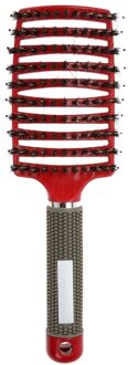 Meisjes Haar Hoofdhuid Massage Kam Haarborstel Varkenshaar Nylon Vrouwen Nat Krullend Ontwarren Haar Borstel Voor Salon Kappers Styling Tools Rood
