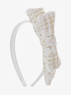 Meisjes haarband ecru gold tweed - One size