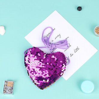 Meisjes Hart Portemonnee Tas Schattige Pailletten Kleine Tote Mode Handtas Purse Kids Rekwisieten paars