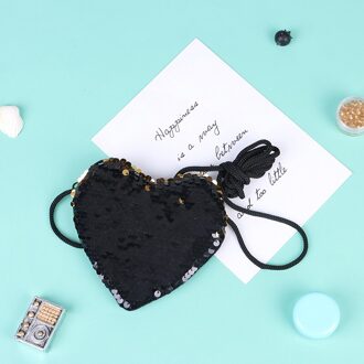 Meisjes Hart Portemonnee Tas Schattige Pailletten Kleine Tote Mode Handtas Purse Kids Rekwisieten zwart