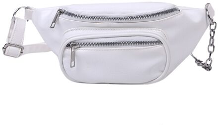 Meisjes Heuptasje Voor Vrouwen Waterdichte Taille Zakken Dames Mode Bum Bag Reizen Crossbody Borst Tassen Unisex Hip tas wit