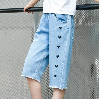 Meisjes Jeans Kids Meisjes Kleding Kinderen Elastische Taille Casual Jeans Kinderen Meisjes Liefde Print Korte Broek Aankomst Zomer Broek 160