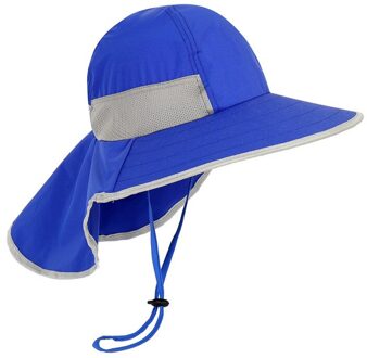 Meisjes Jongens Mode Strand Zonnehoed Brede Rand Emmer Cap Kinderen Ongedwongen Outdoor Reizen Camping Vissen Zon Hoeden Uv Bescherming blauw
