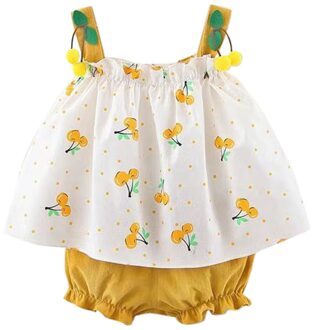 Meisjes Kleding Mouwloze Jurk Baby Baby Meisjes Bretels Polka Dot Print Jurk Tops Shorts Outfits Kinderkleding Sets geel / 12m