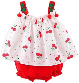 Meisjes Kleding Mouwloze Jurk Baby Baby Meisjes Bretels Polka Dot Print Jurk Tops Shorts Outfits Kinderkleding Sets Rood / 3T