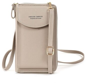 Meisjes Kleine Tassen Vrouwen Portemonnee Schouder Mini Leider Zakken Mobiele Telefoon Grote Kaarthouders Modieuze Multifunctionele Handtas grijs