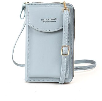 Meisjes Kleine Tassen Vrouwen Portemonnee Schouder Mini Leider Zakken Mobiele Telefoon Grote Kaarthouders Modieuze Multifunctionele Handtas licht blauw