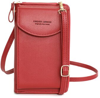 Meisjes Kleine Tassen Vrouwen Portemonnee Schouder Mini Leider Zakken Mobiele Telefoon Grote Kaarthouders Modieuze Multifunctionele Handtas rood