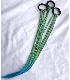 Meisjes Kleurrijke Pruik Paardenstaart Haar Ornament Pruik Hoofdband Elastiekjes Haarbanden Hoofddeksels Kids Twist Vlecht Touw Haar Touwen groen