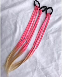 Meisjes Kleurrijke Pruik Paardenstaart Haar Ornament Pruik Hoofdband Elastiekjes Haarbanden Hoofddeksels Kids Twist Vlecht Touw Haar Touwen rood