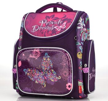 Meisjes Knapzak 3D Vlinder Kinderen Schooltassen voor Jongen Dinosuar Orthopedische School Rugzakken Primaire Schooltas Mochila Escolar paars bloem