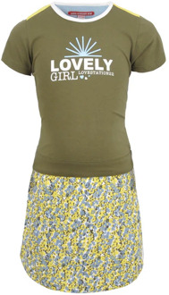 Meisjes korte mouwen jurk elin olive Groen - 164