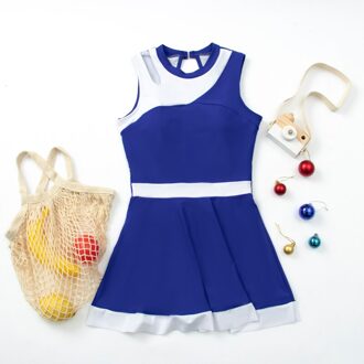 Meisjes Mooie Patchwork Zwart Badpak Badmode Badmode Met Rok Badpak Tankini Jurk Kinderen Blauw / S