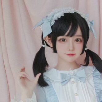 Meisjes Op Lolita Jurk Zoete Kawaii Schattige Lange Mouwen Dagelijks Verstoorde Vrouwen Kleding Gedrukt Kat Jurk Vestidos AFC534 blauw Headwear