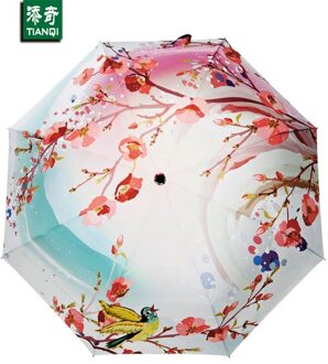 Meisjes Parasols Creatieve Perzik Bloesem Patroon Kleine Verse Uv Opvouwbare Parasol Vrouwen Regen Paraplu