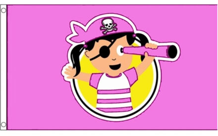 Meisjes piratenvlag - verjaardag - 150 x 90 cm - roze - polyester