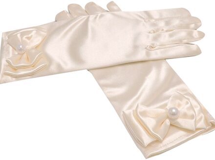 Meisjes Prinses Jurk Up Bows Kids Size Formele Handschoenen Satijn Dansen Gastheer Prestaties Handschoenen Lxh creamy wit