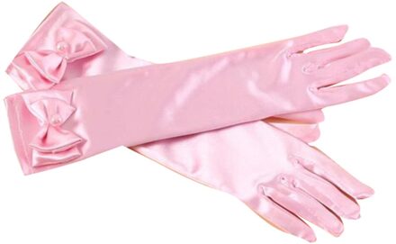 Meisjes Prinses Jurk Up Bows Kids Size Formele Handschoenen Satijn Dansen Gastheer Prestaties Handschoenen Lxh roze