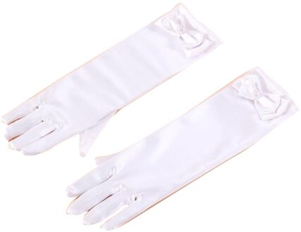 Meisjes Prinses Jurk Up Bows Kids Size Formele Handschoenen Satijn Dansen Gastheer Prestaties Handschoenen Lxh wit