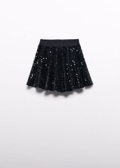 Meisjes rok velvet pailletten - Zwart - Maat 104