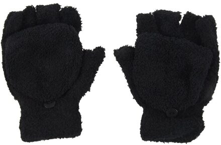 Meisjes Schattige Pluizige Hand Pols Warmer Zachte Winter Vingerloze Handschoenen Vrouwen Mitten Zwart