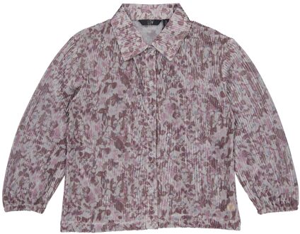 Meisjes shirt - Pippi - AOP Zacht grijs bloemen - Maat 122