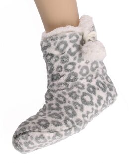 Meisjes sloffen met grijze panter print