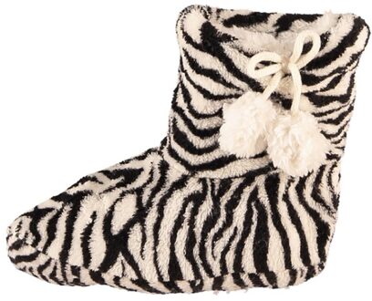 Meisjes sloffen met zwart/witte zebra print