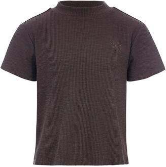 Meisjes t-shirt rib loose slub - Antraciet - Maat 140