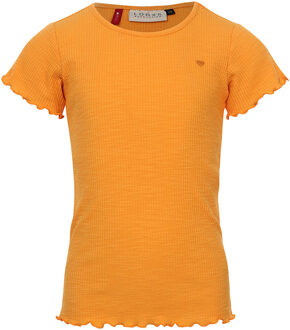 Meisjes t-shirt slub rib - Oranje - Maat 104