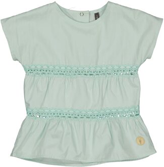 Meisjes t-shirt - Veerne - Mint groen - Maat 104