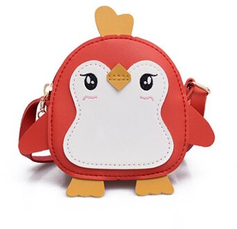 Meisjes Tassen Leuke Pinguïn Shape Animal Schoudertas Clutch Meisjes Crossbody Lederen Mini Tassen Pu Leer Mini Messenger Bag rood