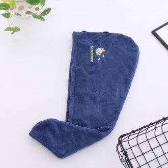 Meisjes Zacht Koraal Fleece Haardrooginrichtingen Hoed Quick-Droog Haar Handdoek Cap Bad Hoed Microfiber Handdoek Cap Super Absorptie haar Droog Cap donker blauw