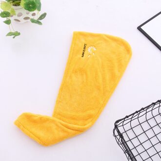 Meisjes Zacht Koraal Fleece Haardrooginrichtingen Hoed Quick-Droog Haar Handdoek Cap Bad Hoed Microfiber Handdoek Cap Super Absorptie haar Droog Cap geel