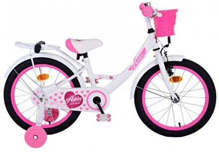 Meisjesfiets Ashley 18 Inch 25 cm Meisjes Terugtraprem Wit/Roze