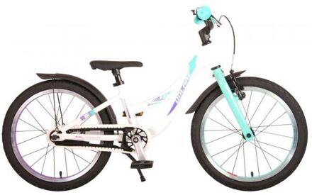 Meisjesfiets Glamour 18 Inch 24 cm Meisjes Terugtraprem Wit/Mintgroen