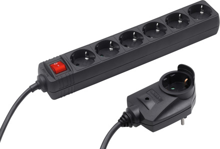 Meister Stekkerdoos 6+1 Schakel 200Cm Zw - WU7430660