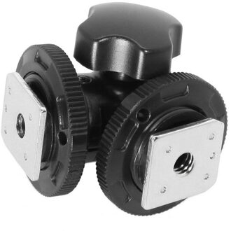 Meking Draaibaar Dual Shoe Adapter Beugel Houder Voor Led Video Light Dslr Camera Hotshoe Adapter Hoek Verstelbare