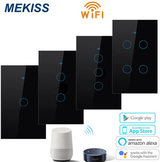 MEKISS US Smart touch switch Light switch WIFI network connection App smart control 1gang2gang3gang4gang AC110V220V interrupter
