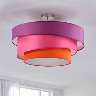Melia plafondlamp, paars/roze/oranje, textiel, Ø56cm violet, roze, oranje, chroom