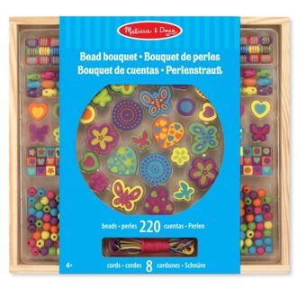 Melissa & Doug 220-delige kralenset van hout Bouquet Deluxe - Hobbykralen Multikleur