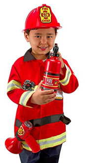 Melissa & Doug Complete brandweer verkleedlkleding outfit voor kinderen - rood - 6 delig - 3 tot 6 jaar - One size