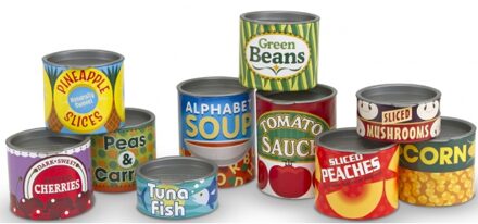 Melissa & Doug Speelgoed boodschappen blikken voedsel set - 10x stuks - winkeltje spelen