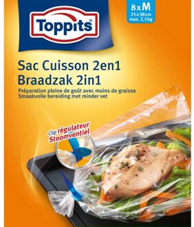 Melitta 2in1 - Braad- en Stoomzakken - Maat M - 8 stuks Transparant